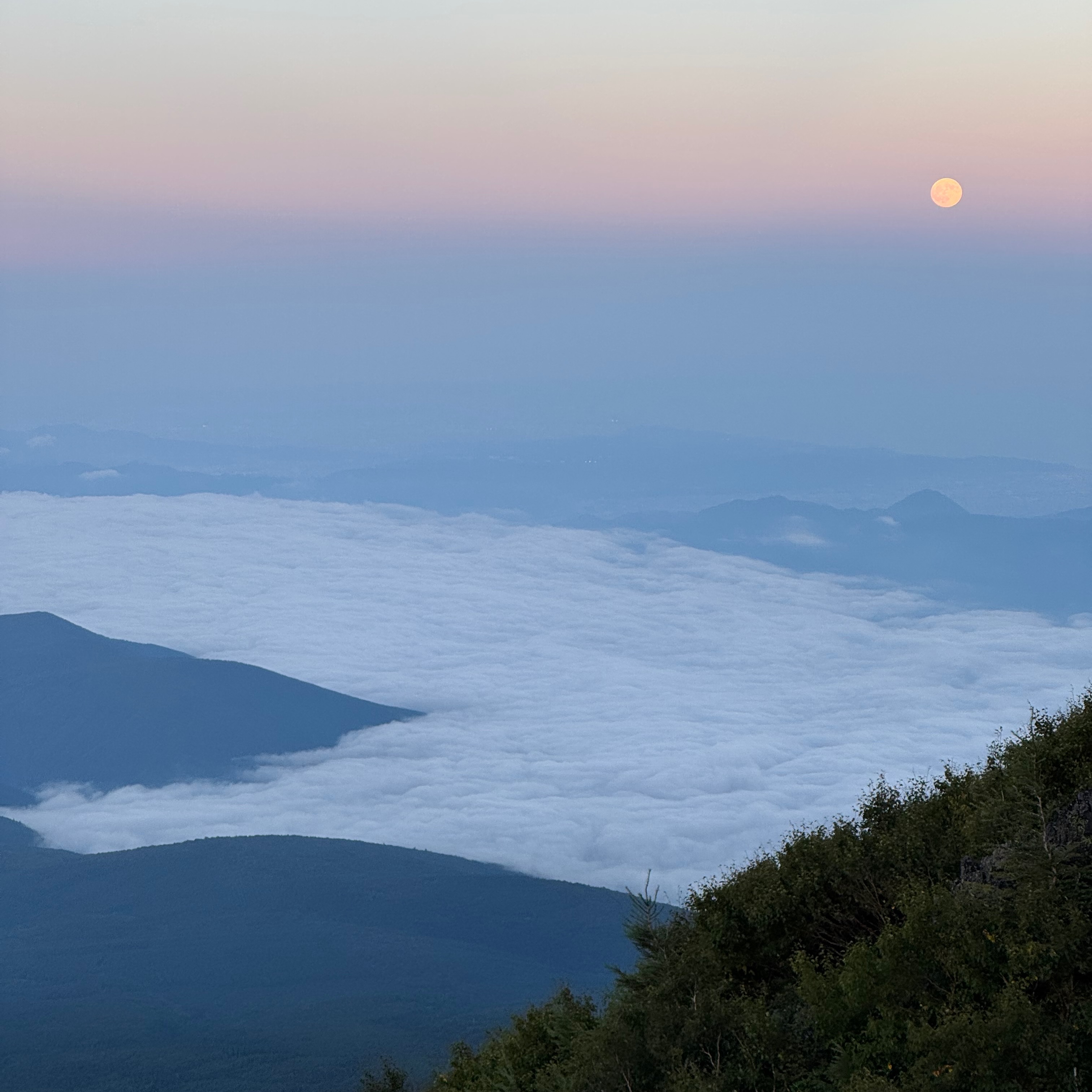 A view of the clouds from halfway to Mt Fuji's summit